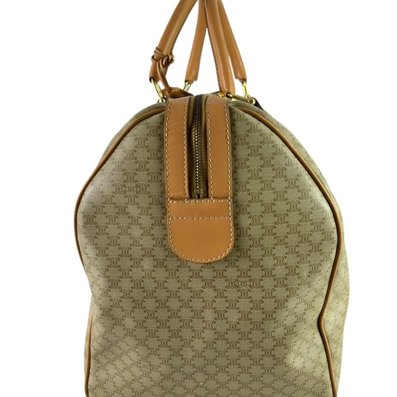 Genuine CELINE Paris Tan Macadam Signature Logo Duffle Travel Bag Authenticated - Picture 5 of 16